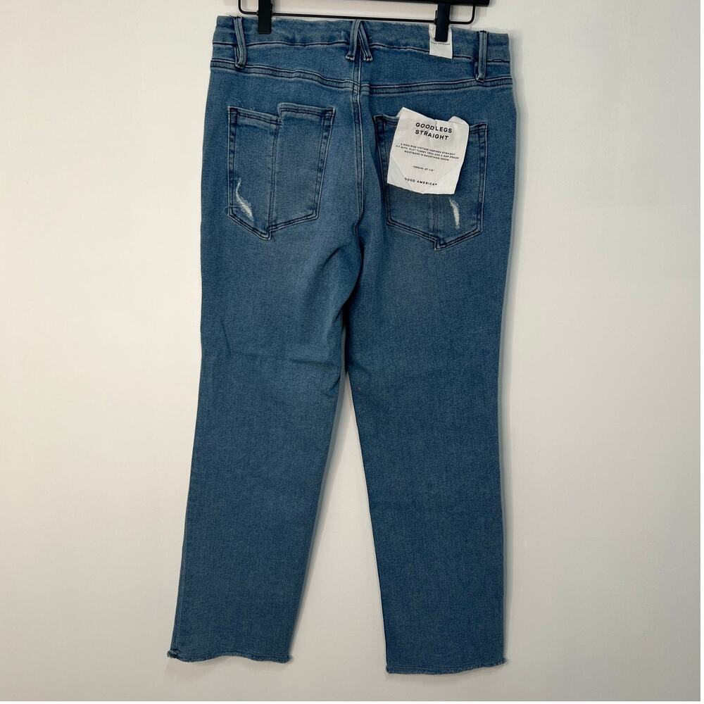 Good American Good Legs High Rise Straight Denim Jeans Blue Size 14 NWT Retro - Picture 10 of 15